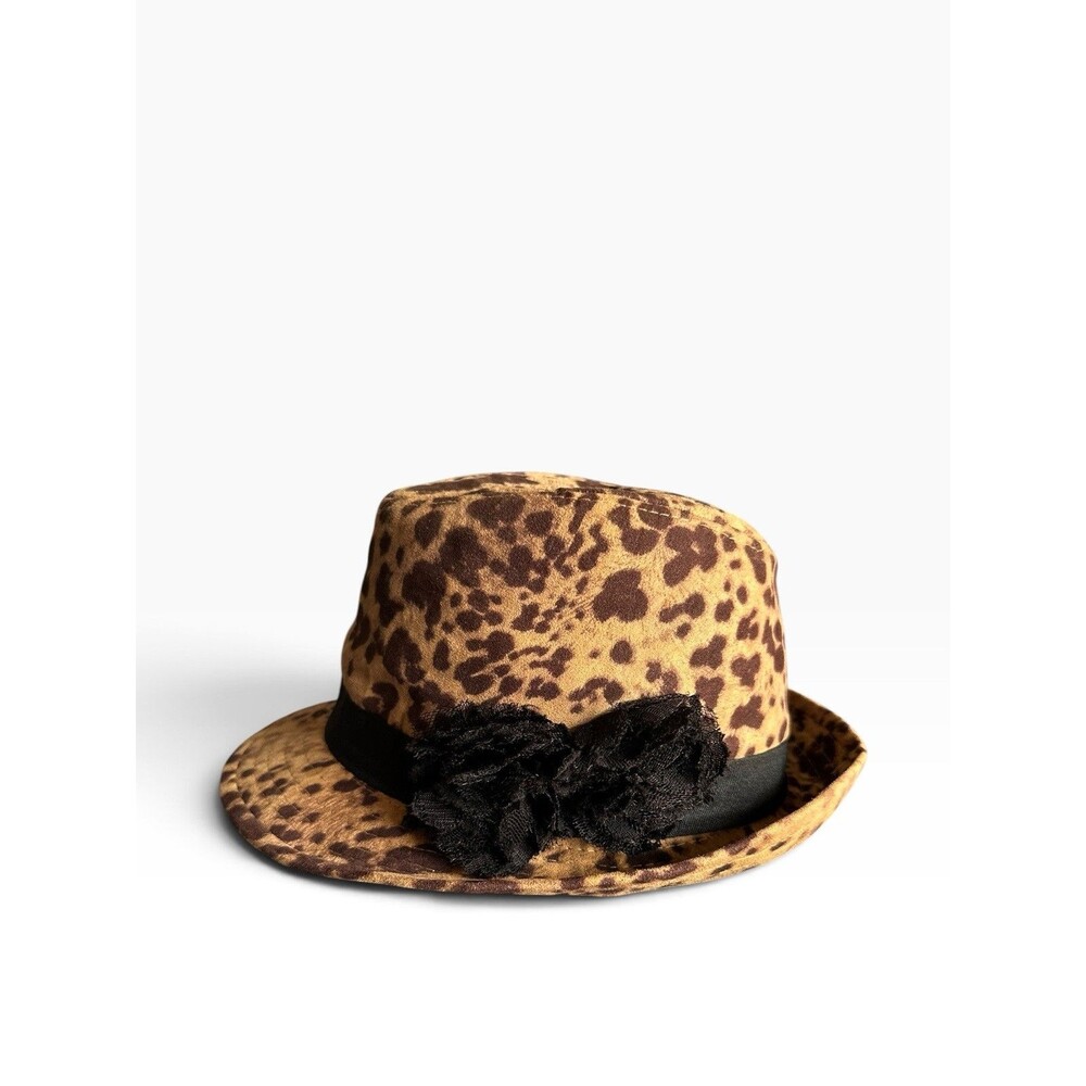 Y2K Leopard Print Fedora Hat Animal Safari Panama Jungle Maximalist Rockstar